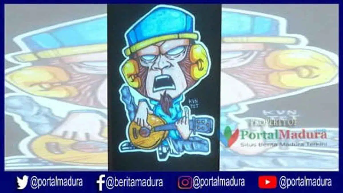 Drawing Monyet Bergitar Lambang Penolakan RUU Permusikan dari Madura