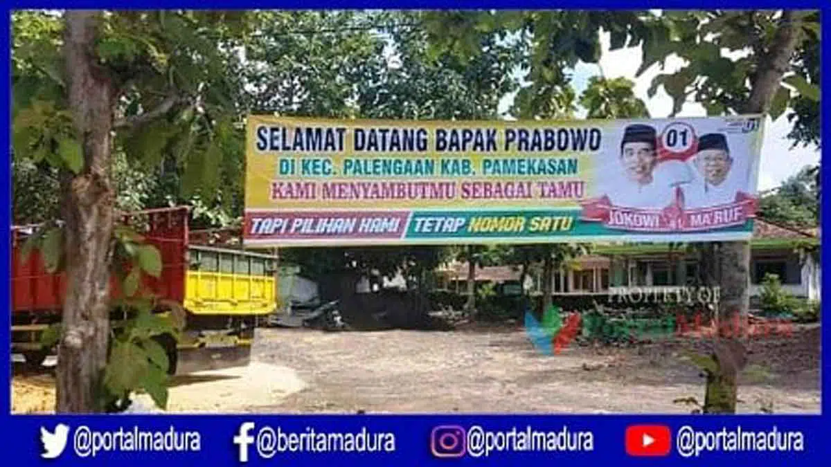 Pamekasan Bertabur Spanduk Jokowi-Makruf Sambut Kedatangan Capres Prabowo