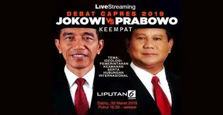 Debat Keempat Pilpres 2019, Jokowi vs Prabowo Malam Ini, Link Live Streaming