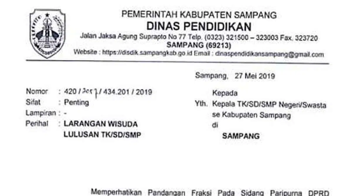 Disdik Sampang Larang Kegiatan Wisuda Siswa Akhir Tahun