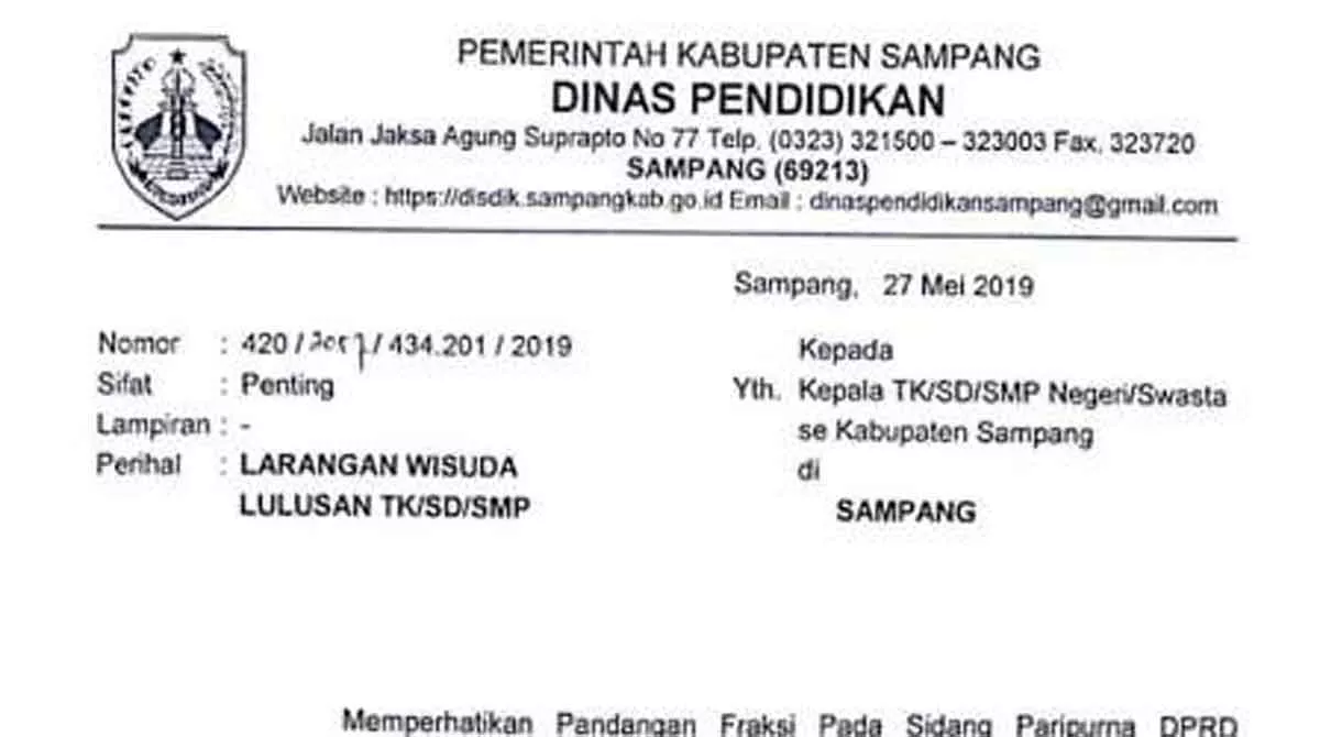Disdik Sampang Larang Kegiatan Wisuda Siswa Akhir Tahun