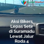 Viral Aksi Bikers Lepas Setir di Suramadu Lewat Jalur Roda 4