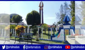 DLH Bersihkan Pagar Besi Taman Monumen Trunojoyo Sampang