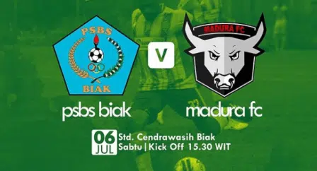Live PSBS Biak Vs Madura FC, Laskar Jokotole Tanpa Bakori Andreas