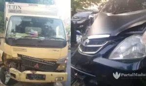 Truk Boks Hantam Toyota Avanza di Aengpanas Sumenep