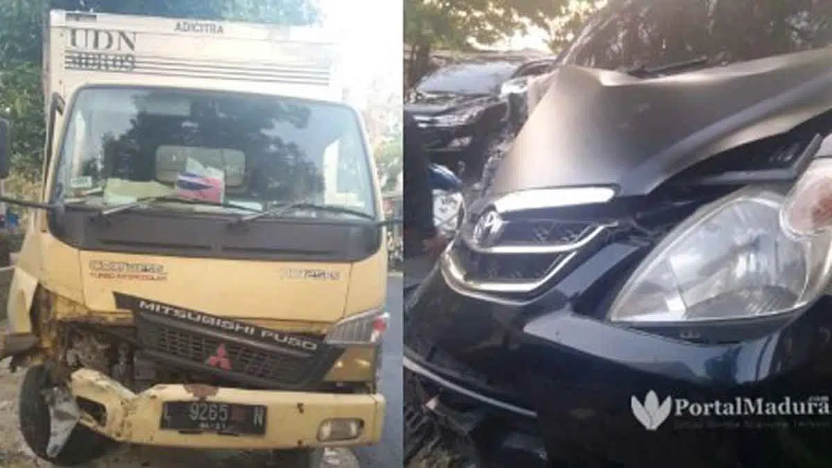 Truk Boks Hantam Toyota Avanza di Aengpanas Sumenep