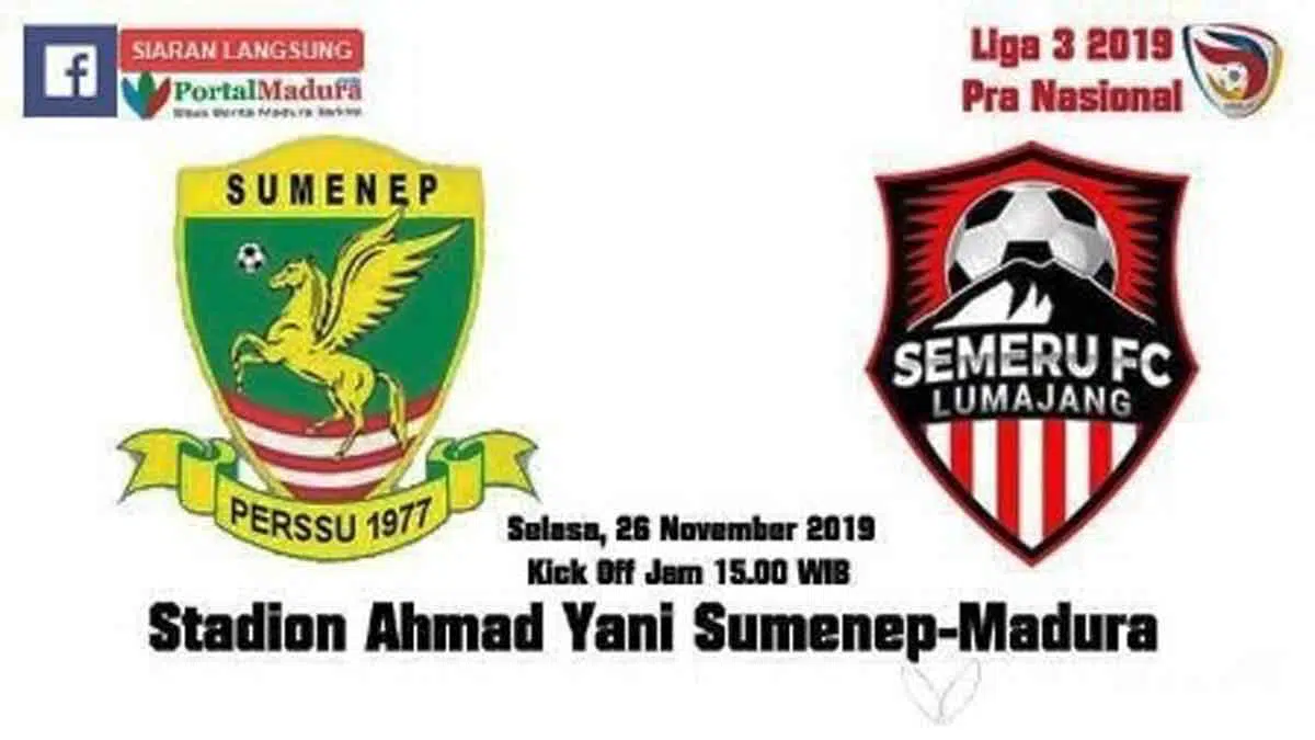 Perssu Sumenep vs Semeru FC, Duel Balas Dendam Live 15.00 WIB