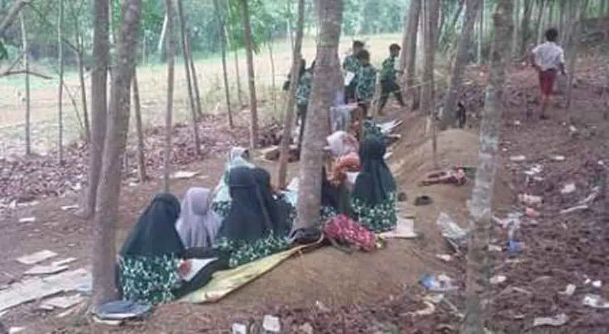 Miris, Siswa Terpaksa Belajar di Bawah Pohon