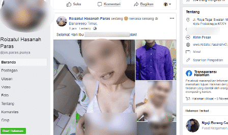 Laman Facebook 'Roizatul Hasanah Paras' Sebarkan Foto Bugil, Sebut Lokasi Sumenep