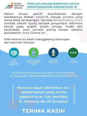 AMSI Jatim Galang Pengadaan Alat Pelindung Diri Bagi Wartawan