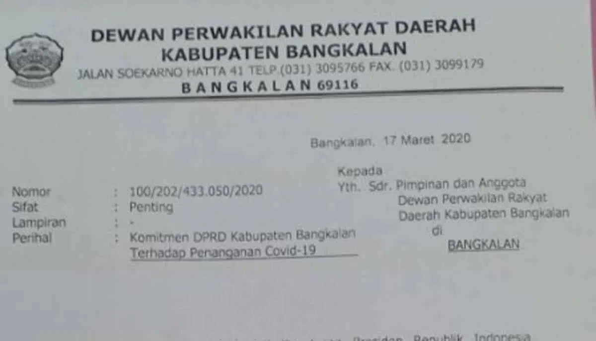 DPRD Bangkalan Tunda Agenda Perjalanan Dinas ke Luar Kota