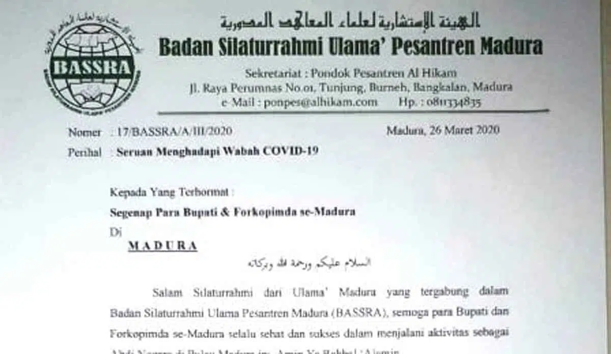 Surati Forkopimda se-Madura, Bassra: Lockdown Ikhtiar Kemanusiaan