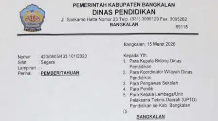 Dampak Virus Corona, PAUD-SMP di Bangkalan Diliburkan