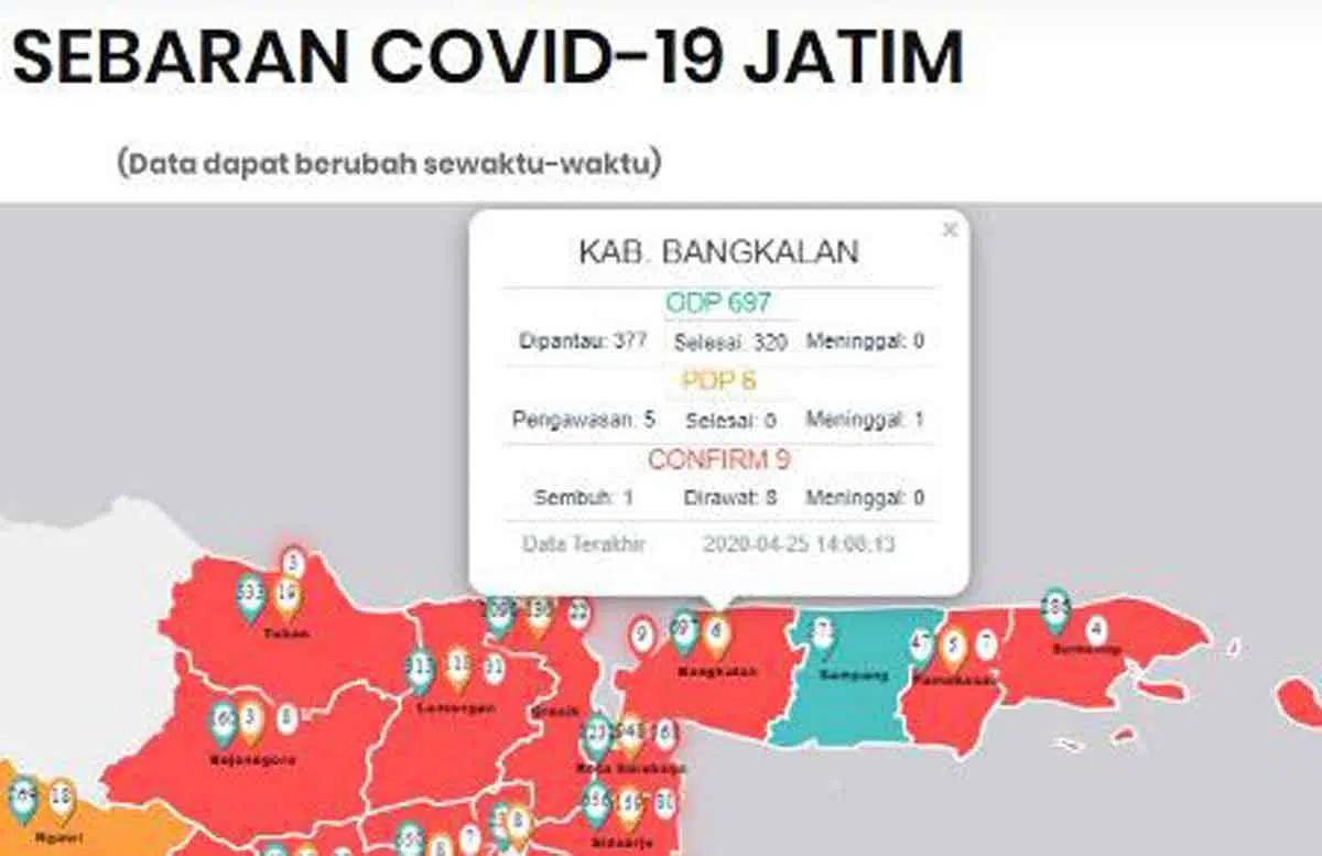 Satu Lagi, Pasien Positif Covid-19 Per 25 April di Bangkalan 9 Orang