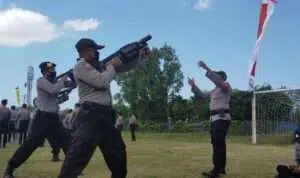 Dansat Brimob Polda Jatim Pimpin Latihan Dalmas Gabungan Pengamanan Pilkada Sumenep