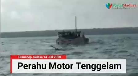 VIDEO Penampakan Perahu Motor Tenggelam di Perairan Giliyang