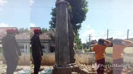 Pejabat Disparbudpora: Kerusakan Pilar Pintu Gerbang Keraton Parsanga Capai 50% - Portalmadura.com Sayap Pilar Pintu Gerbang Bekas Keraton Parsanga Sumenep Dirusak