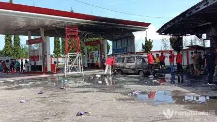 Kebakaran SPBU Larangan Badung Diduga Akibat Korsleting Listrik Mobil
