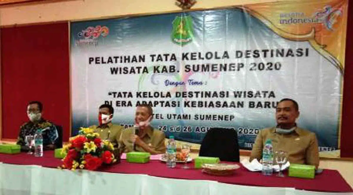 Pembukaan Pelatihan Tata Kelola Destinasi Wisata di Sumenep, Senin (24/8/2020). Pelatihan berlangsung hingga Rabu (26/8/2020) di salah satu hotel, Jl. Trunojoyo, Sumenep. (@portalmadura.com)