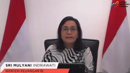 Khofifah Tunggu Kegiatan Amsi Di Jatim - Portalmadura.com Menteri Keuangan Sri Mulyani saat menghadiri pembukaan Kongres II Asosiasi Media Siber Indonesia (AMSI) secara virtual (tangkapan layar)