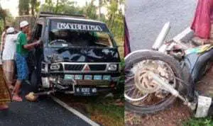 Pikap dan motor terlibat kecelakaan lalu lintas di Sumnenep (Ist)