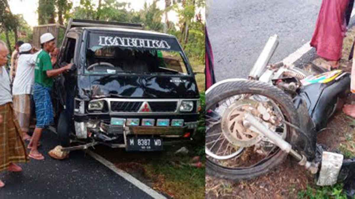 Pikap dan motor terlibat kecelakaan lalu lintas di Sumnenep (Ist)