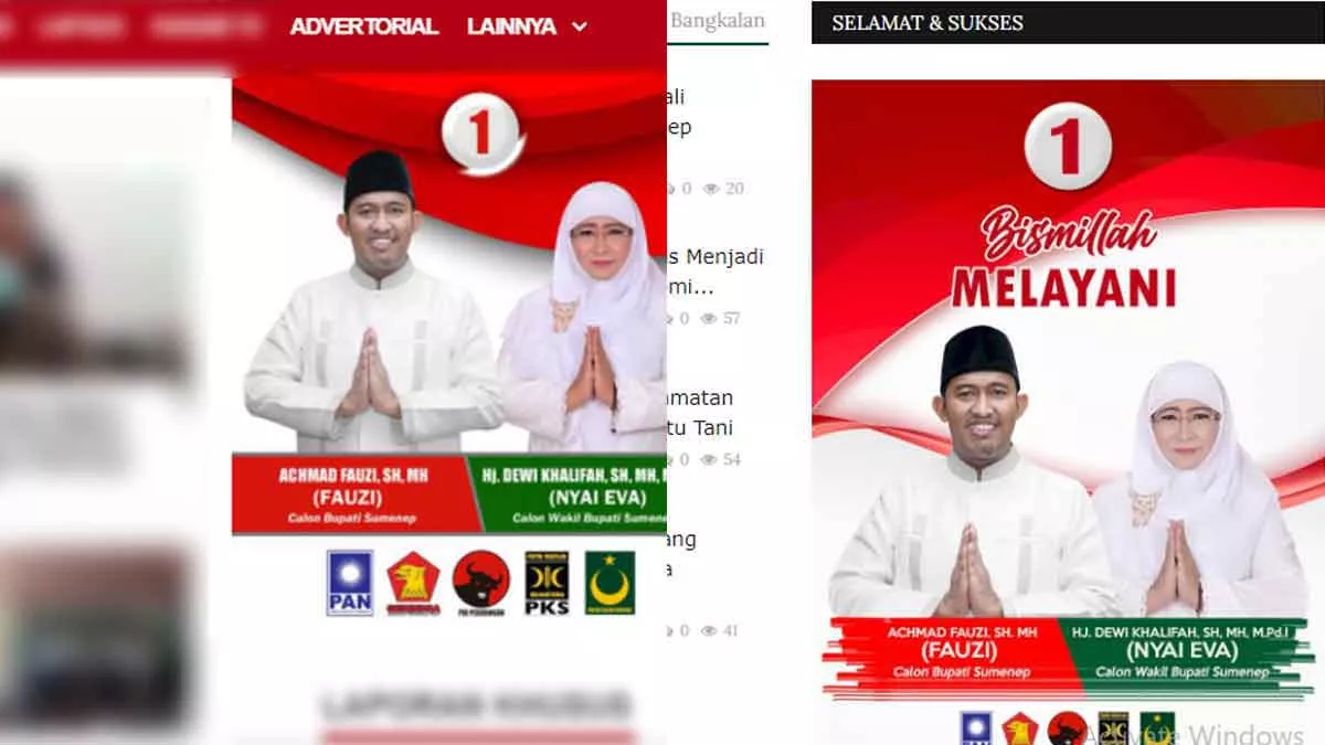 Belum Waktunya, APK Fauzi-Eva Gentayangan di Media Daring Sumenep