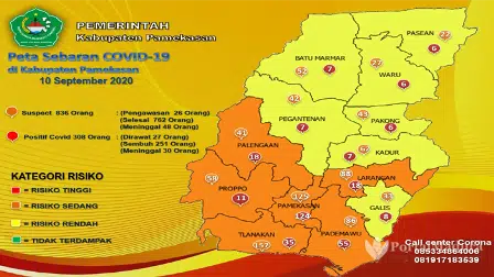 Peta Penyebaran Covid-19 di Kabupaten Pamekasan (IST)
