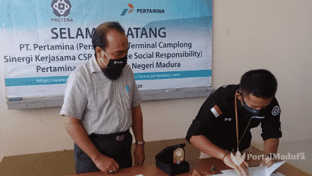 Politeknik Negeri Madura (Poltera) di Kabupaten Sampang, Madura, Jawa Timur menjalin kerjasama dengan PT. Pertamina (Persero) Fuel Terminal Camplong (Foto Rafi @portalmadura.com)