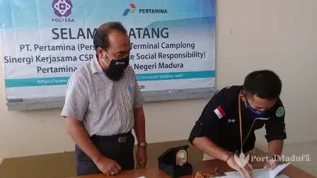 Politeknik Negeri Madura (Poltera) di Kabupaten Sampang, Madura, Jawa Timur menjalin kerjasama dengan PT. Pertamina (Persero) Fuel Terminal Camplong (Foto Rafi @portalmadura.com)