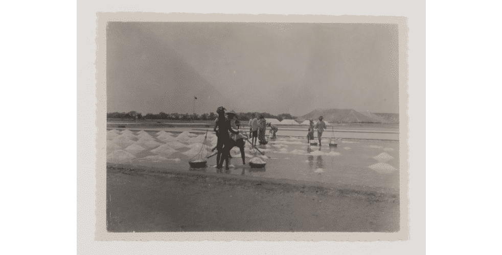 FOTO- Aktivitas Produksi Garam Tahun 1930-an di Sumenep 6 Garam dimasukkan ke dalam keranjang