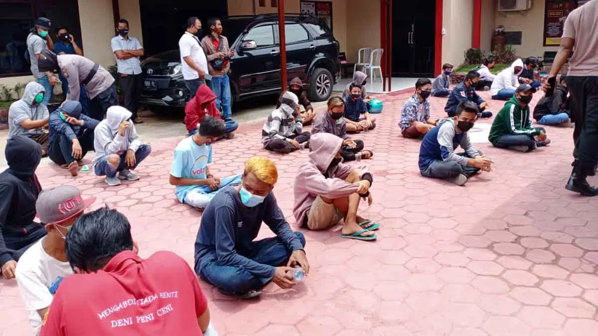 Siswa SAM ikut unjuk rasa diamankan Polres Bangkalan (Foto. M Saed)