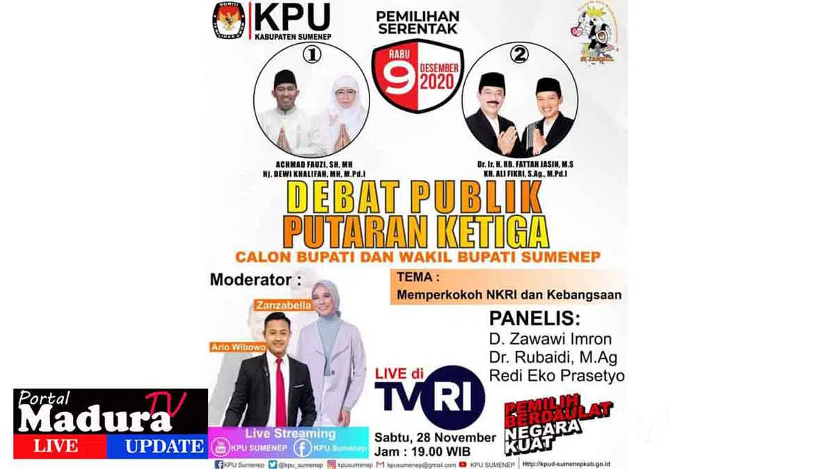 Link Live Streaming Debat Publik Putaran Ketiga Pilkada Sumenep 2020