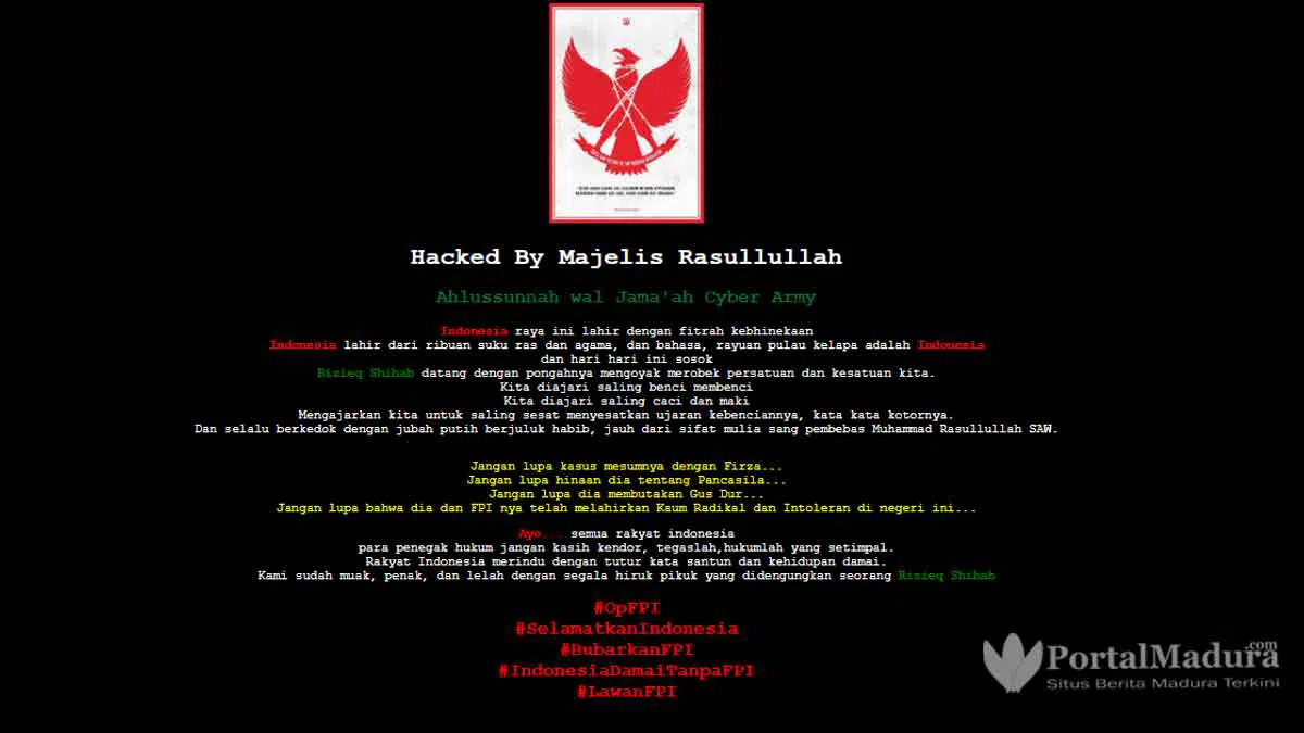 Tinggalkan Kalimat FPI Radikal, Hacker Retas Situs Dinas Perikanan Sampang