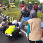 Pemotor Ngantuk, Tabrak Pembatas Jalan di Bangkalan