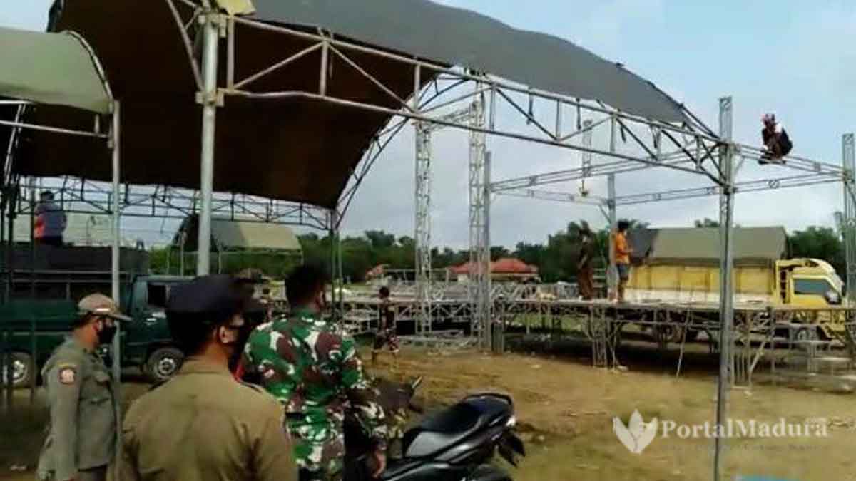 Harlah Pagar Nusa Dibatalkan, Tim Gabungan Bongkar Panggung dan Tenda Acara