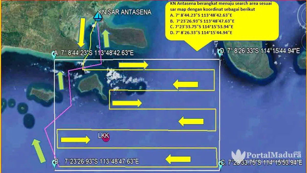 KN SAR Antasena Sisir Laut Sumenep, Tiga Korban Kapal Tenggelam Belum Ditemukan