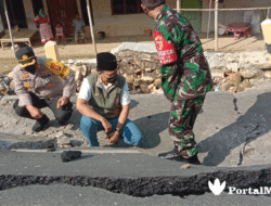 Akses Jalan Nasional di Desa Tampojung Goa Pamekasan Ambles