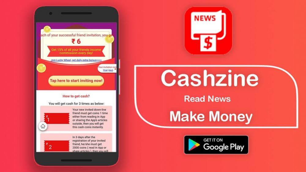 Aplikasi Cashzine penghasil uang