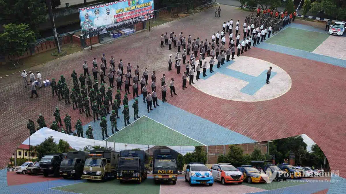 Hari Pertama PPKM Darurat, Petugas Gabungan 'Show of Force' di Sumenep