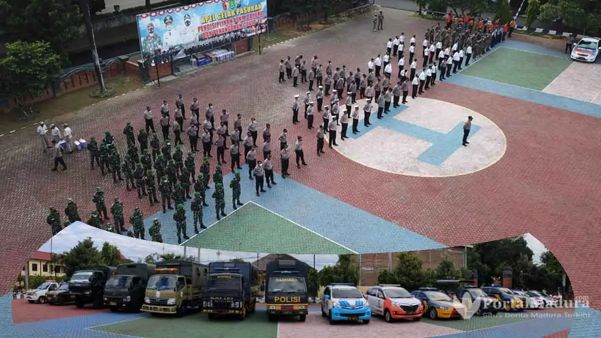 Hari Pertama PPKM Darurat, Petugas Gabungan ‘Show of Force’ di Sumenep