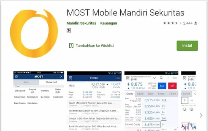 aplikasi saham online MOST Mandiri