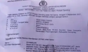 Warga Campaka Pasongsongan Kehilangan STNK Sepeda Motor