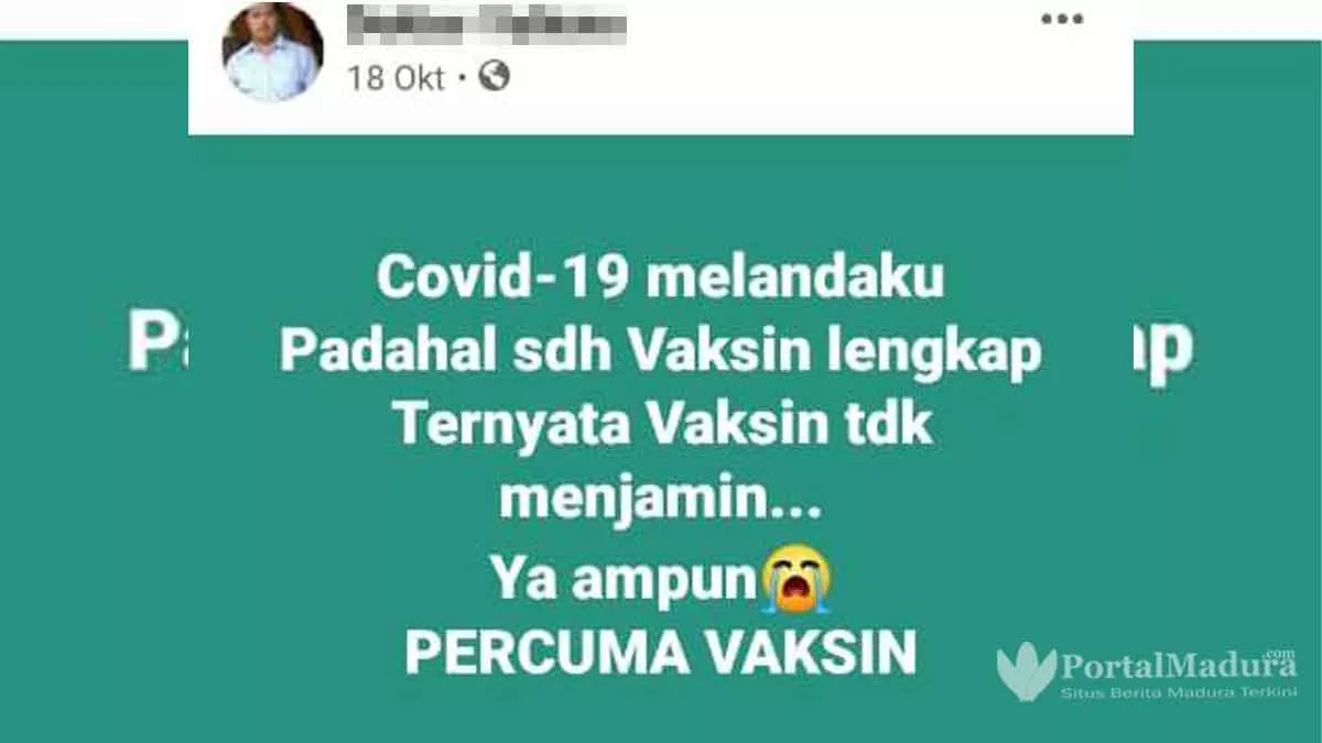 Akun FB Palsu Tulis ‘Percuma Vaksin’ dan Catut Pejabat Dinkes KB Sampang