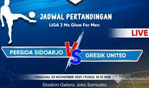 Link Live Streaming Persida Sidoarjo vs Gresik United, Partai Pembuka Liga 3 Jatim 2021, Rabu 3 November