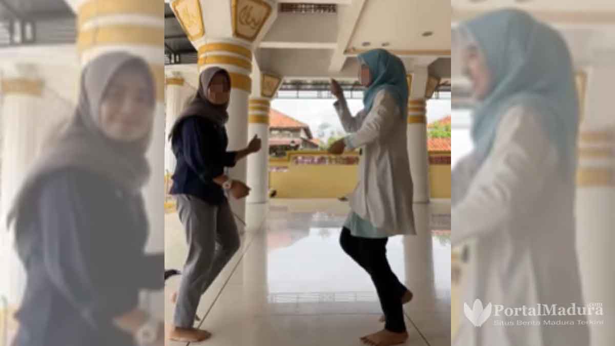 Astaghfirullah, Dua Gadis Cantik Berhijab Joget TikTok di Masjid Agung Sampang