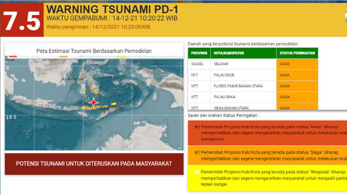 Gempa M 75 BMKG Keluarkan Peringatan Dini Tsunami Maluku