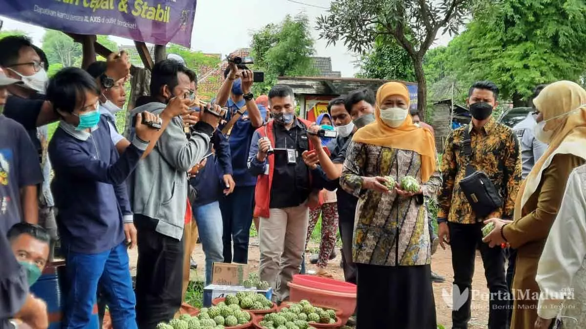 Gubernur Jatim Borong Srikaya di Pasar Bluto