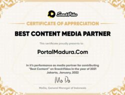 SnackVideo Berikan Penghargaan pada PortalMadura.Com