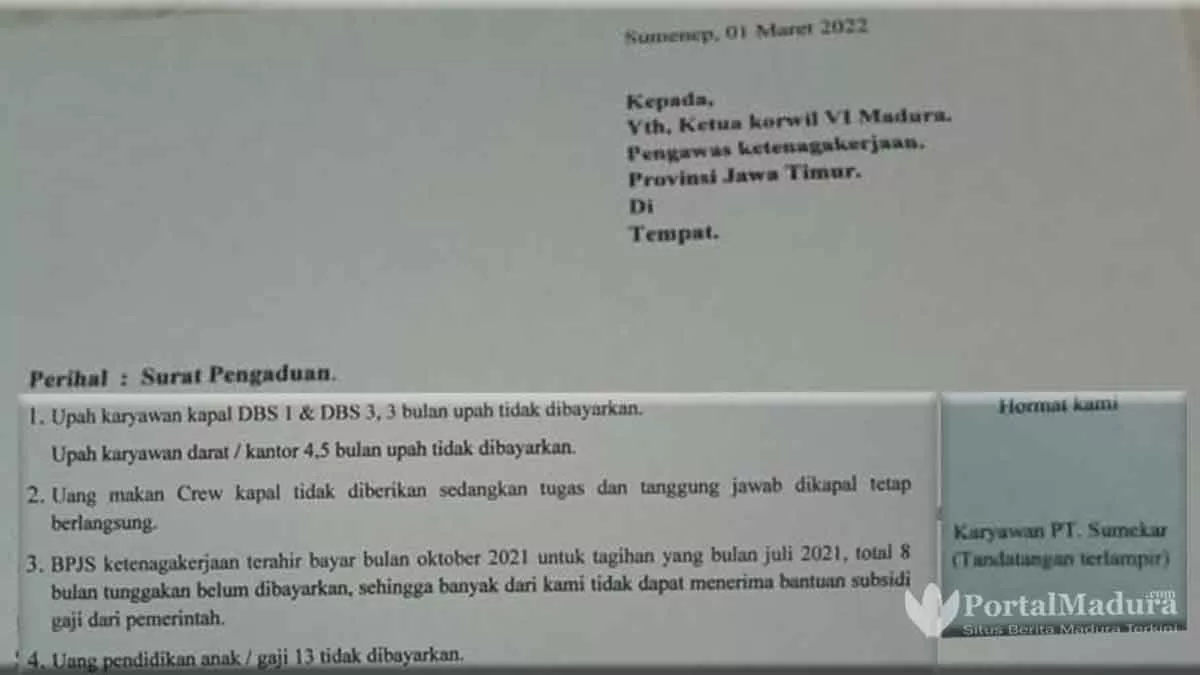 Gaji Tak Cair, Karyawan PT Sumekar Adukan Nasibnya ke Pengawas Disnaker Wilayah 6 Jatim